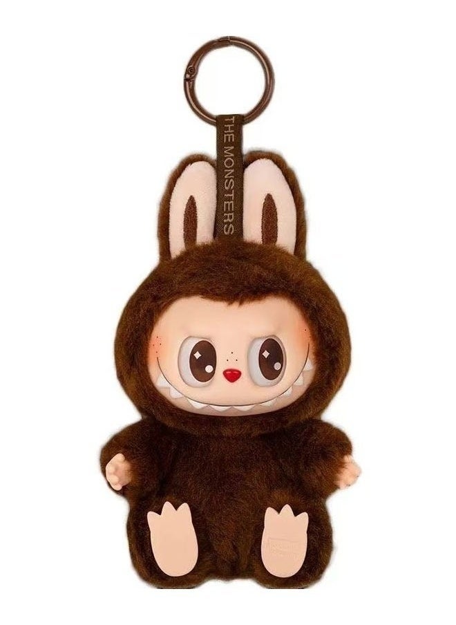 ACLIX Labubu Plush Toy, Labubu Second-Generation Sit-Down Party Series, Cute Keyring, 17cm Brown  - Image 1