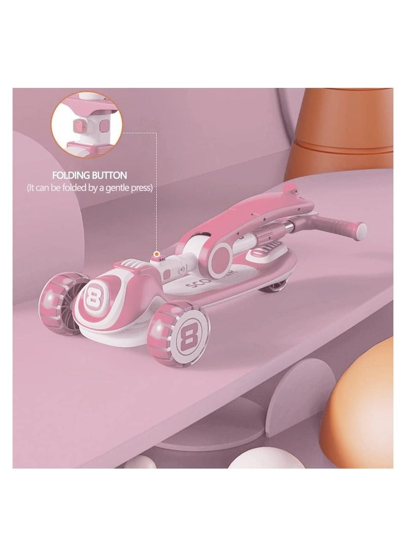 DMG TECH - 3-in-1 Kids Kick Scooter, Adjustable Height Handlebars and Removable Seat, 3 LED Lighted Wheels and Anti-Slip Deck, for Boys & Girls Aged 2-14(pink) - Image 1
