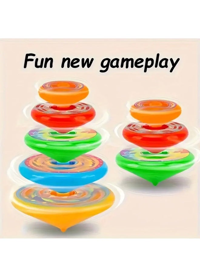 نوكيد 5pcs Colorful Multi Layer Spinning Tops ，Fidget SpinnersWith launcher Stackable Toys - Image 3