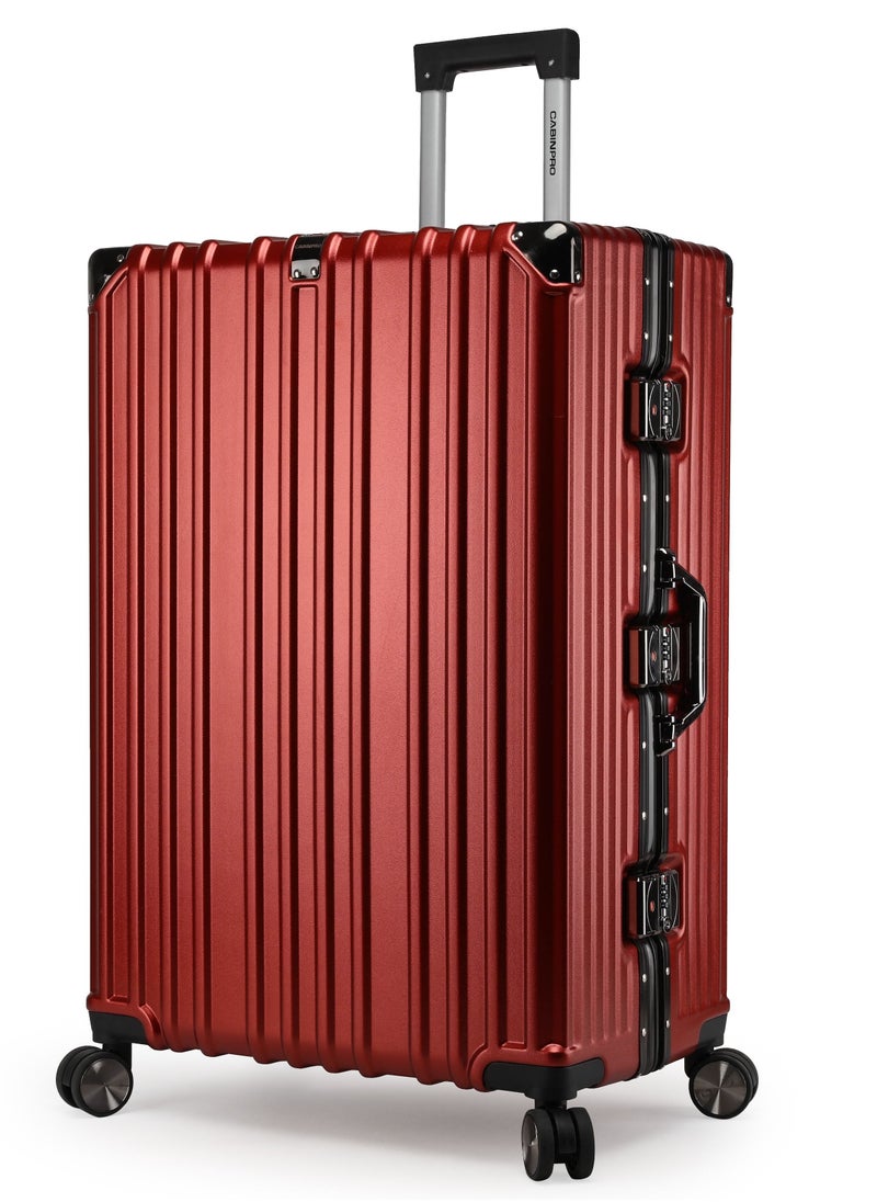 CABINPRO Lightweight Aluminum Frame Fashion Trolley Luggage Set of 3 Polycarbonate Hard Case Suitcase with 4 Quite 360° Double Spinner Wheels CP001 Maroon  - Image 2