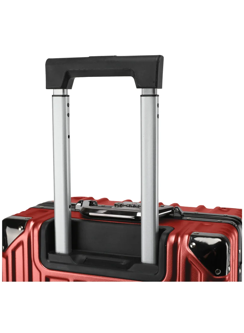 CABINPRO Lightweight Aluminum Frame Fashion Trolley Luggage Set of 3 Polycarbonate Hard Case Suitcase with 4 Quite 360° Double Spinner Wheels CP001 Maroon
