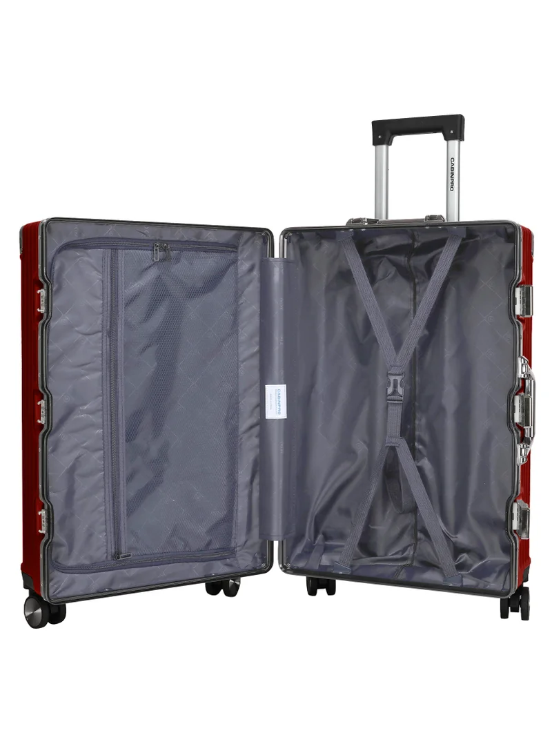 CABINPRO Lightweight Aluminum Frame Fashion Trolley Luggage Set of 3 Polycarbonate Hard Case Suitcase with 4 Quite 360° Double Spinner Wheels CP001 Maroon