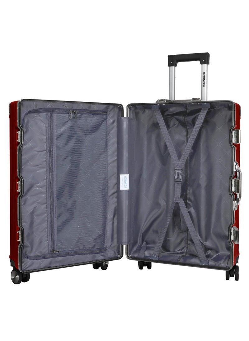 CABINPRO - Lightweight Aluminum Frame Fashion Trolley Luggage Set of 3 Polycarbonate Hard Case Suitcase with 4 Quite 360° Double Spinner Wheels CP001 Maroon - Image 1