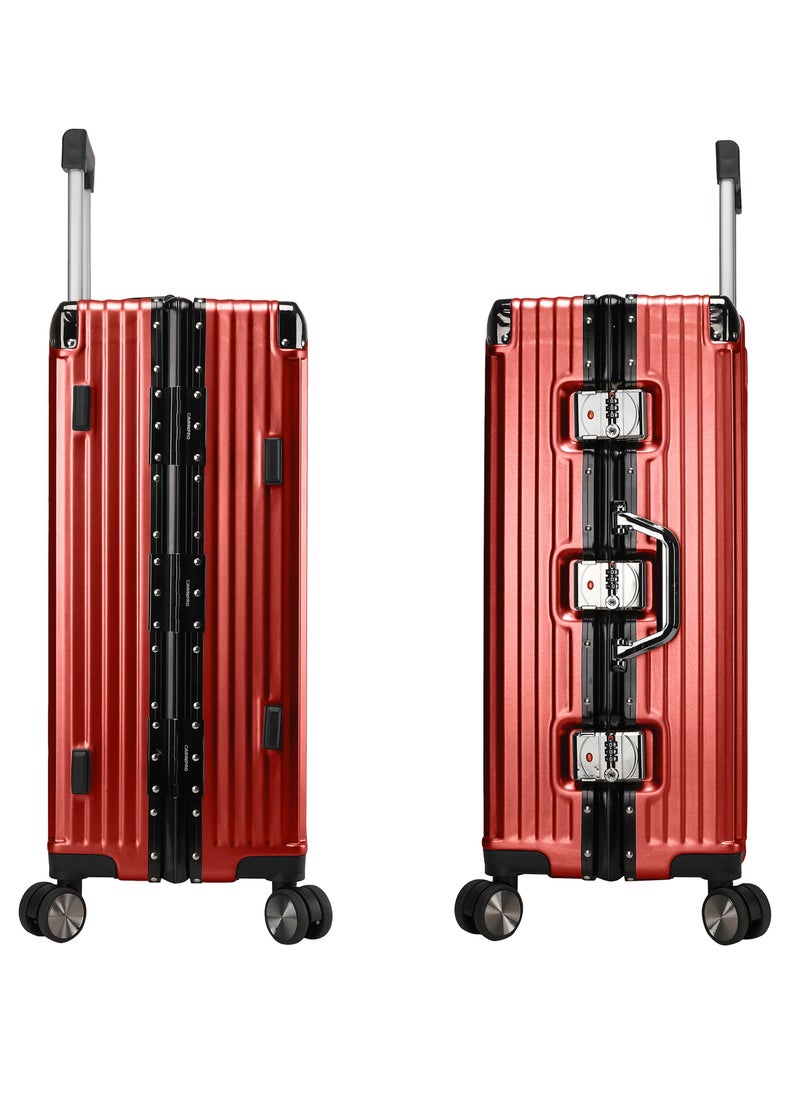 CABINPRO Lightweight Aluminum Frame Fashion Trolley Luggage Set of 3 Polycarbonate Hard Case Suitcase with 4 Quite 360° Double Spinner Wheels CP001 Maroon  - Image 5