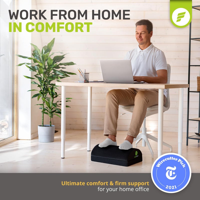 ErgoFoam Foot Rest for Under Desk at Work Adjustable - Chiropractor-Endorsed, High-Density Foam, Velvet (Black) - Image 2