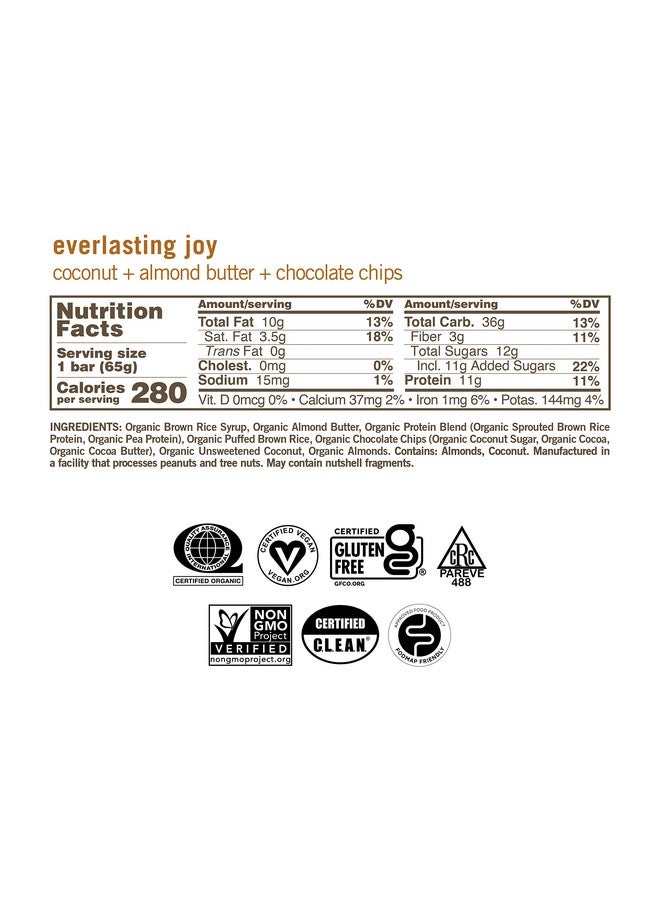 GoMacro Macrobar Organic Vegan Protein Bars Coconut + Almond Butter + Chocolate Chips (2.3 Ounce Bars 12 Count) - Image 3