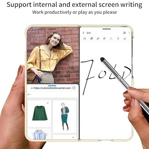 Midkart Front & Back Case with Retractable Capacitance Pen Compatible with OnePlus Open/Oppo Find N3 with Built-in Tempered Glass Front Cover Hard PC Full Body and Camera Lens Protection, Black - Image 3