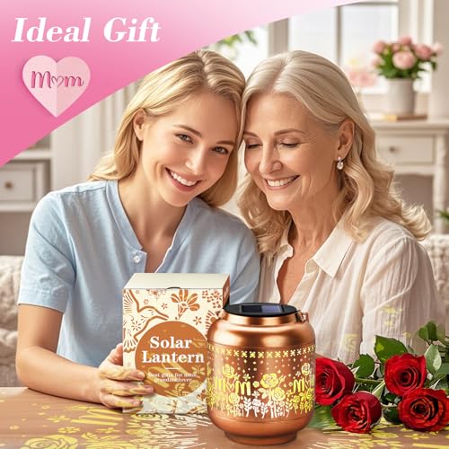 HEGUD Mothers Day Gifts Solar Lanterns Rose Flowers Garden Decor Birthday Gifts for Women Mom Grandma Hanging Solar Lights Outdoor Waterproof Decoration for Outside LED Lanterns for Yard Patio Lawn - Image 4
