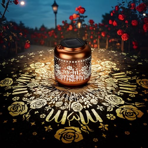 HEGUD Mothers Day Gifts Solar Lanterns Rose Flowers Garden Decor Birthday Gifts for Women Mom Grandma Hanging Solar Lights Outdoor Waterproof Decoration for Outside LED Lanterns for Yard Patio Lawn - Image 1