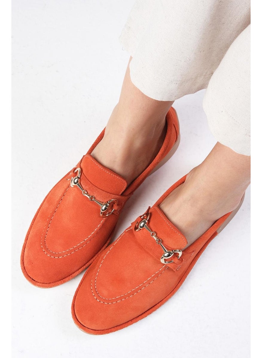 Claire Suede Orange Color Oval Toe Buckle Accessory Women's Loafer Shoes - pzsku/Z37DE5CBFFAA2F6AC05C7Z/45/_/1740631331/fb6af360-5392-481d-8f1b-e2fa230b587a