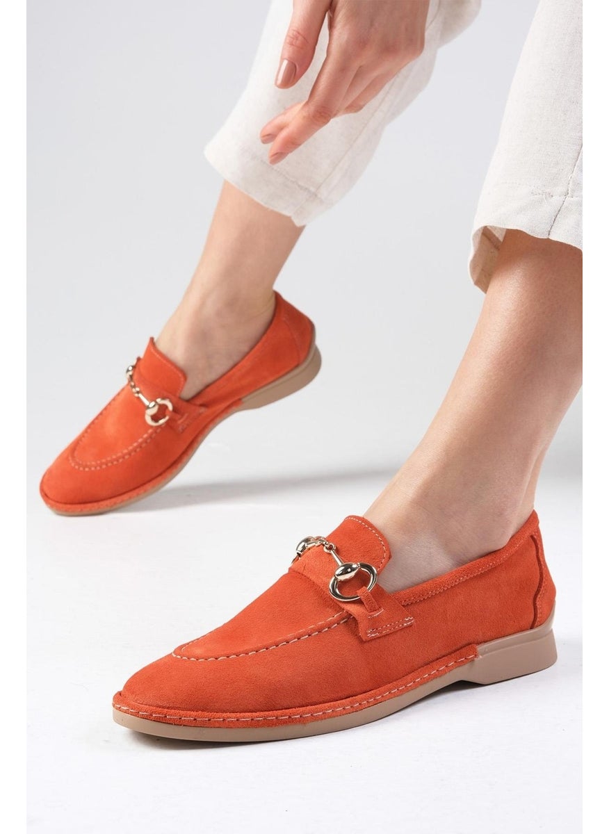 Claire Suede Orange Color Oval Toe Buckle Accessory Women's Loafer Shoes - pzsku/Z37DE5CBFFAA2F6AC05C7Z/45/_/1740631334/3ef99b6e-33f0-4a4b-af50-5bb57a359ab4