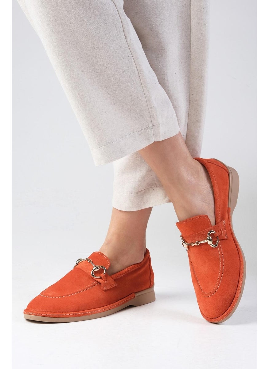 Claire Suede Orange Color Oval Toe Buckle Accessory Women's Loafer Shoes - pzsku/Z37DE5CBFFAA2F6AC05C7Z/45/_/1740631406/54a405d4-2780-453d-8348-191c68cc5b0b