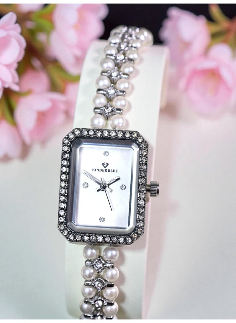 فاندر بلو ساعة يد انيقة رسمية للنساء انالوج بعقارب وحركة كوارتز من الستانلس ستيل ومقاومة للماء - Image 1