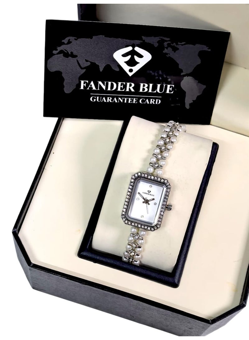 فاندر بلو ساعة يد انيقة رسمية للنساء انالوج بعقارب وحركة كوارتز من الستانلس ستيل ومقاومة للماء - Image 3