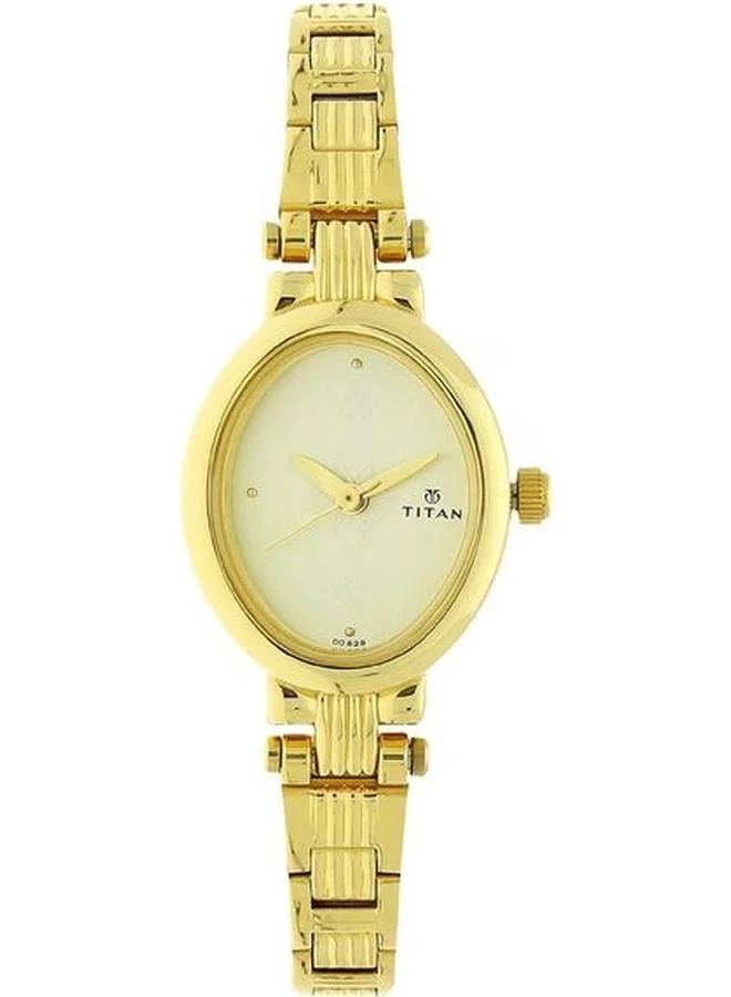 تيتان Women's Analog Display Watch With Gold Stainless Steel Strap - 2535YM01