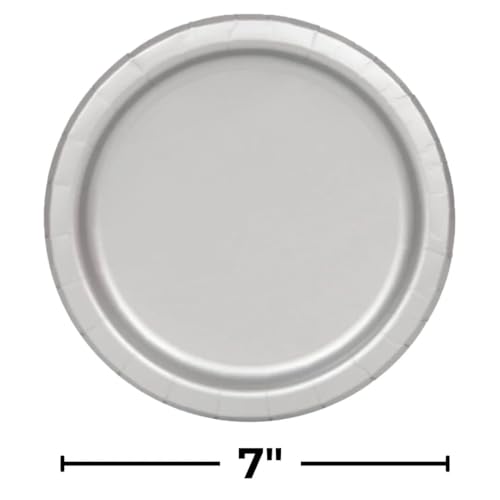 Unique Party Silver Solid Round Paper Dessert Plates (17cm) 20 Count - Vibrant Paper Plates for Parties and Events, Perfect for Appetizers, Snacks, and Desserts - Image 2