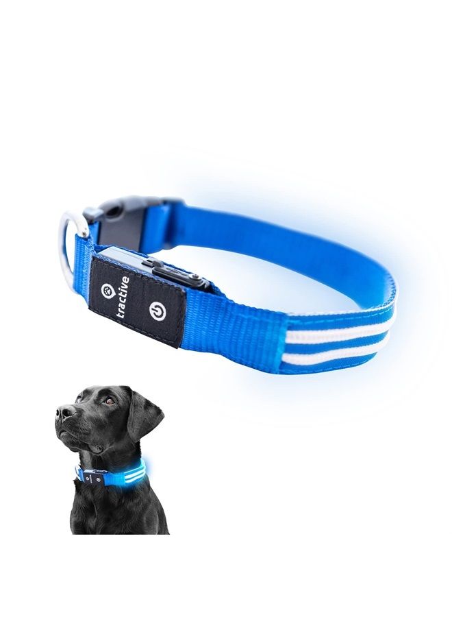 Tractive LED Light Up Dog Collar USB Rechargeable Waterproof (Blue) - Image 1