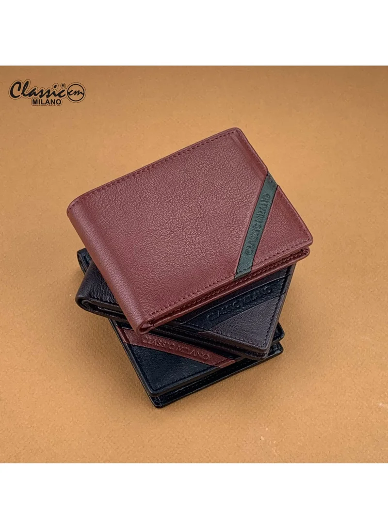 Classic Milano Black Maroon (CMGT-14) Classic Milano Men’s Wallet – Slim Bifold Leather Wallet for Men with RFID Blocking – Credit Card Holder & Card Wallet – Stylish Mens Purse – Gift for Husband, Father & Men for Men | Best Price UAE