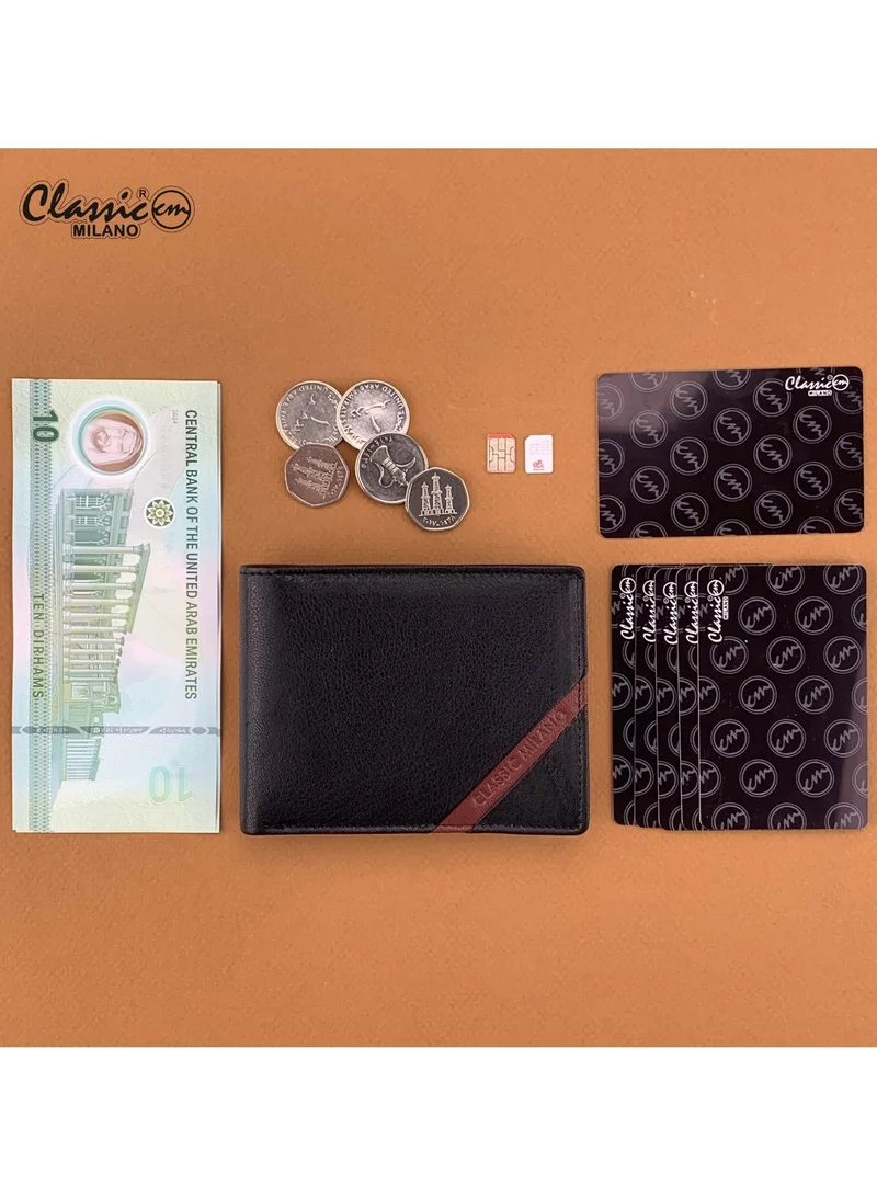 Classic Milano Black Maroon (CMGT-14) Classic Milano Men’s Wallet – Slim Bifold Leather Wallet for Men with RFID Blocking – Credit Card Holder & Card Wallet – Stylish Mens Purse – Gift for Husband, Father & Men for Men | Best Price UAE