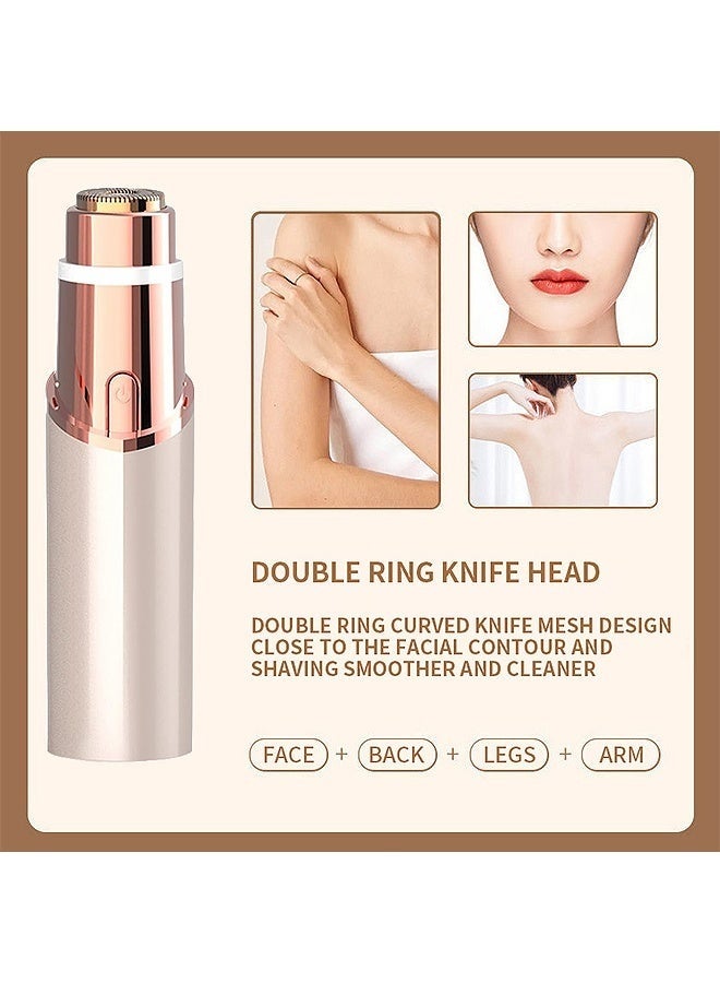 KENSON 2 in 1 Electric Eyebrow Trimmer Facial Hair Remover for Women, Portable Rechargeable Painless Hair Razor, for Face Peach Fuzz Lips Chin Armpit Body (Gold) - Image 4