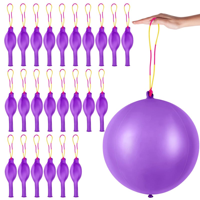 HSLCGF 24 Pcs Purple Punch Balloons Bounce with Rubber Band Handle Punching Balloon Heavy Duty for Birthday party favors Kids Purple - Image 3