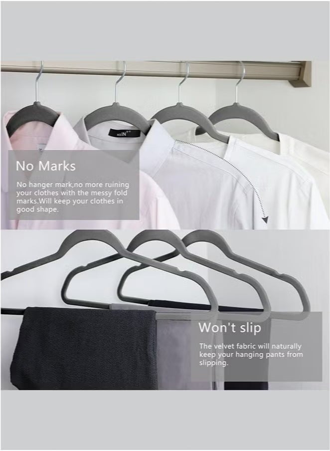 بلومنغ تايم 100 حزمة المخملية الشماعات ، عدم الانزلاق الثقيلة الملابس الشماعات مع 360 Swivel قطب هوك ، الفضاء إنقاذ خزانة منظم مثالية للسراويل ، الدعاوى السترات - Image 4