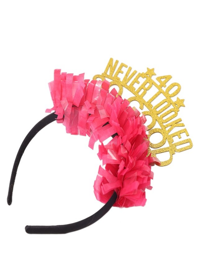 ZZDCMS 40 Never Looked So Good Birthday Tiara - 40th Birthday Crown Decoration, Funny Glittering Colorful Tassel Paper Headgear,40th Birthday Gift for her,Milestone Birthday - Image 5