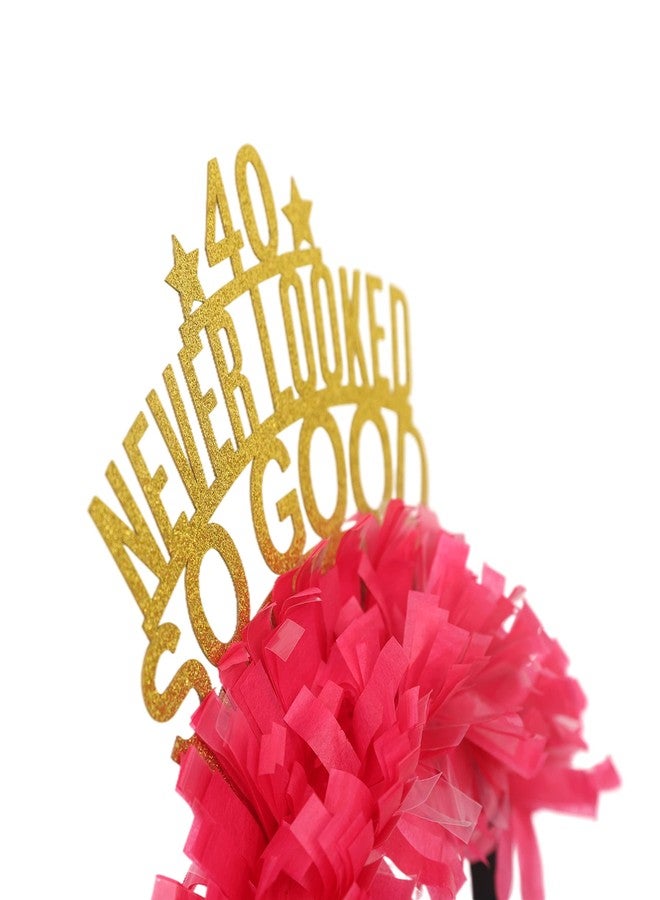 ZZDCMS 40 Never Looked So Good Birthday Tiara - 40th Birthday Crown Decoration, Funny Glittering Colorful Tassel Paper Headgear,40th Birthday Gift for her,Milestone Birthday - Image 4
