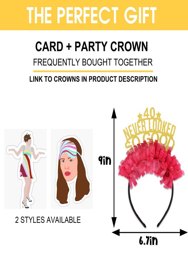ZZDCMS 40 Never Looked So Good Birthday Tiara - 40th Birthday Crown Decoration, Funny Glittering Colorful Tassel Paper Headgear,40th Birthday Gift for her,Milestone Birthday - Image 2