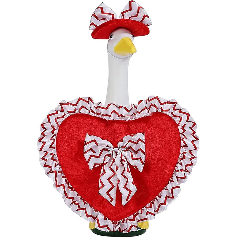 SUVEUS Porch Goose Outfits Valentines with Hat for 23'' Statue, Goose Cloths for Garden Patio Lawn Statue Decor - Image 1