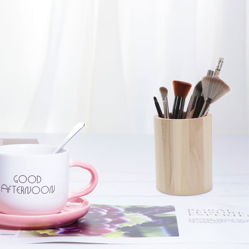 3pcs Wood Pen Holder Pencil Holder Desk Pen Cup Makeup Brush Holder Office Supplies - Image 4