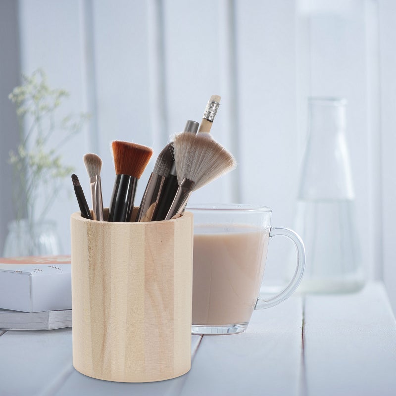 3pcs Wood Pen Holder Pencil Holder Desk Pen Cup Makeup Brush Holder Office Supplies - Image 3
