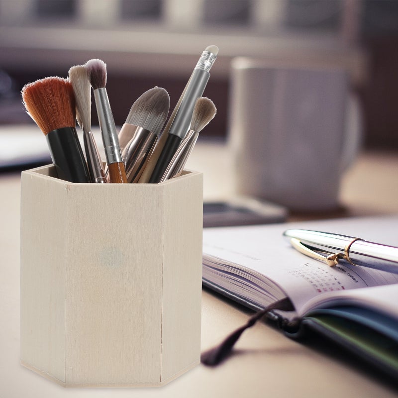 3pcs Wood Pen Holder Pencil Holder Desk Pen Cup Makeup Brush Holder Office Supplies - Image 5