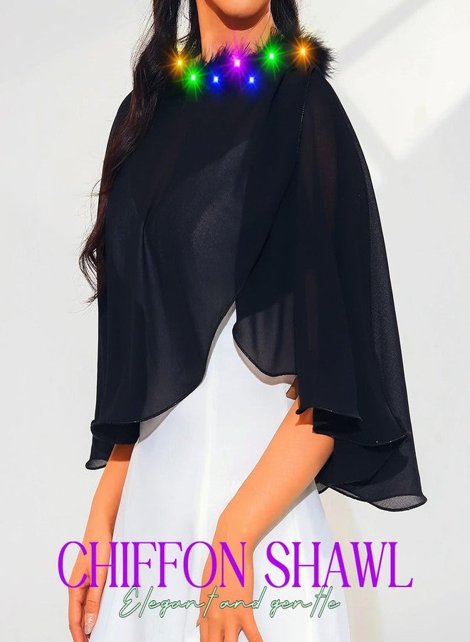 EVILD Women's Shawl Wraps Light Up Evening Dress Capelet Shrug Prom Chiffon Cape - Image 3
