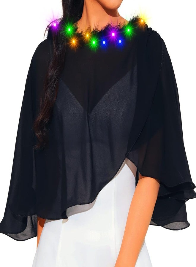 EVILD Women's Shawl Wraps Light Up Evening Dress Capelet Shrug Prom Chiffon Cape - Image 1