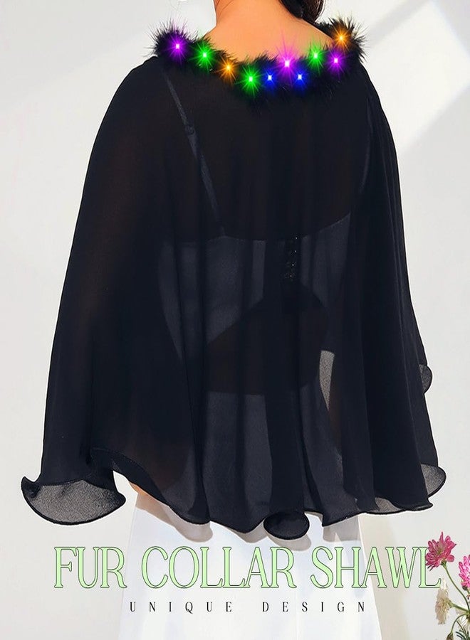 EVILD Women's Shawl Wraps Light Up Evening Dress Capelet Shrug Prom Chiffon Cape - Image 5