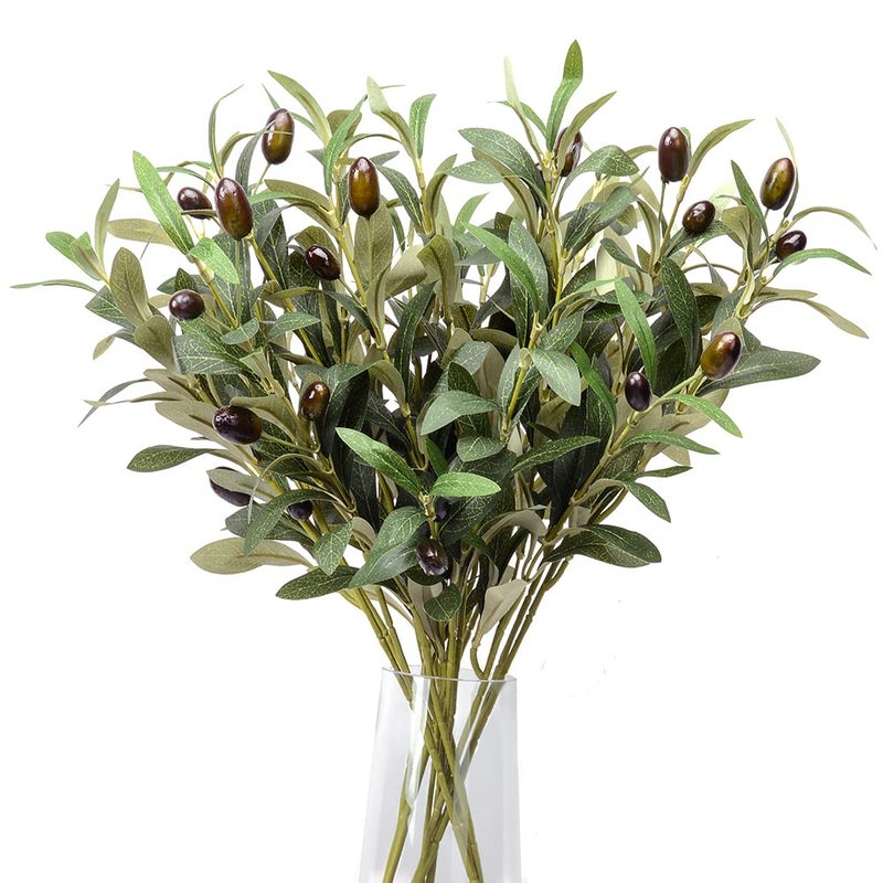 DVGUN 5 Pack Olive Branches Artificial Plants Greenery Stems Olive Leaves Fake Fruits Silk Plants - Image 1