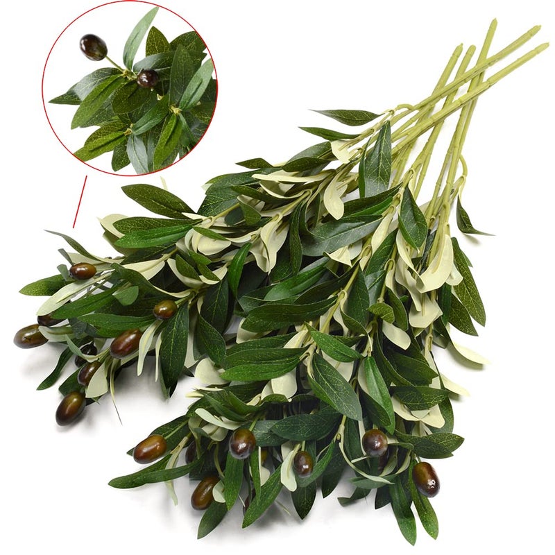 DVGUN 5 Pack Olive Branches Artificial Plants Greenery Stems Olive Leaves Fake Fruits Silk Plants - Image 4