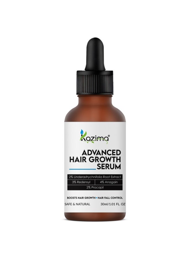 KAZIMA Advanced Hair Growth Serum | 3% Redensyl, 4% Anagain, 2% Procapil, 2% Lindera Strychnifolia, Rosemary & Black Rice Extract | Hair Growth & Hair Fall Control Serum | Boosts Hair Density | 30 ml - Image 2