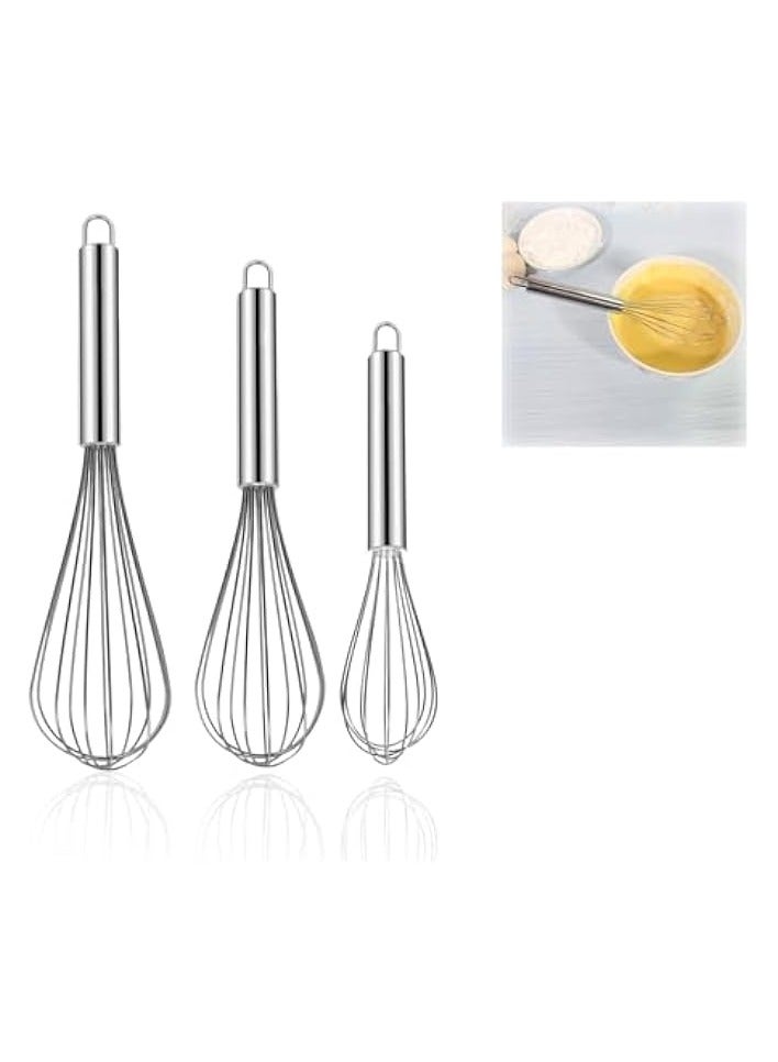 erorex 3-Piece Stainless Steel Whisk Set - 8", 10", 12" Balloon & Egg Whisks for Cooking, Baking, and More - Professional Kitchen Utensils for Whisking, Blending, and Beating  - Image 1