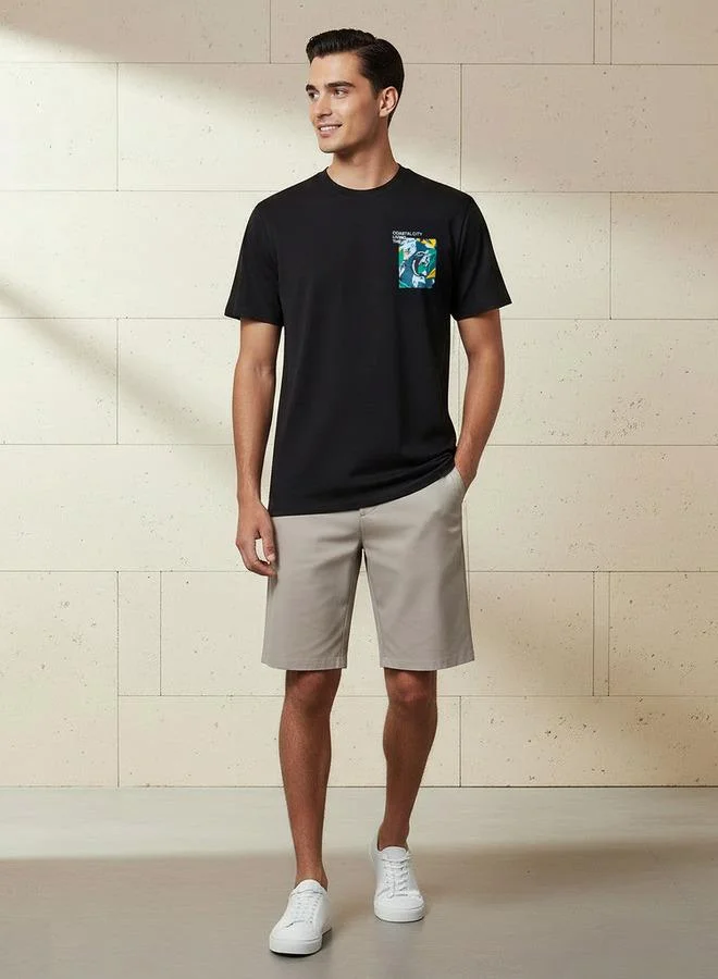 سبلاش فيڤ Men Regular Fit Crew Neck Short Sleeve Printed T-shirt