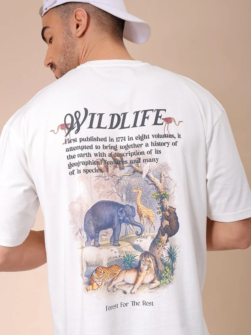 ذا انديان كراج كو Men Boxy Oversized Graphic Back Printed Round Neck Tshirt