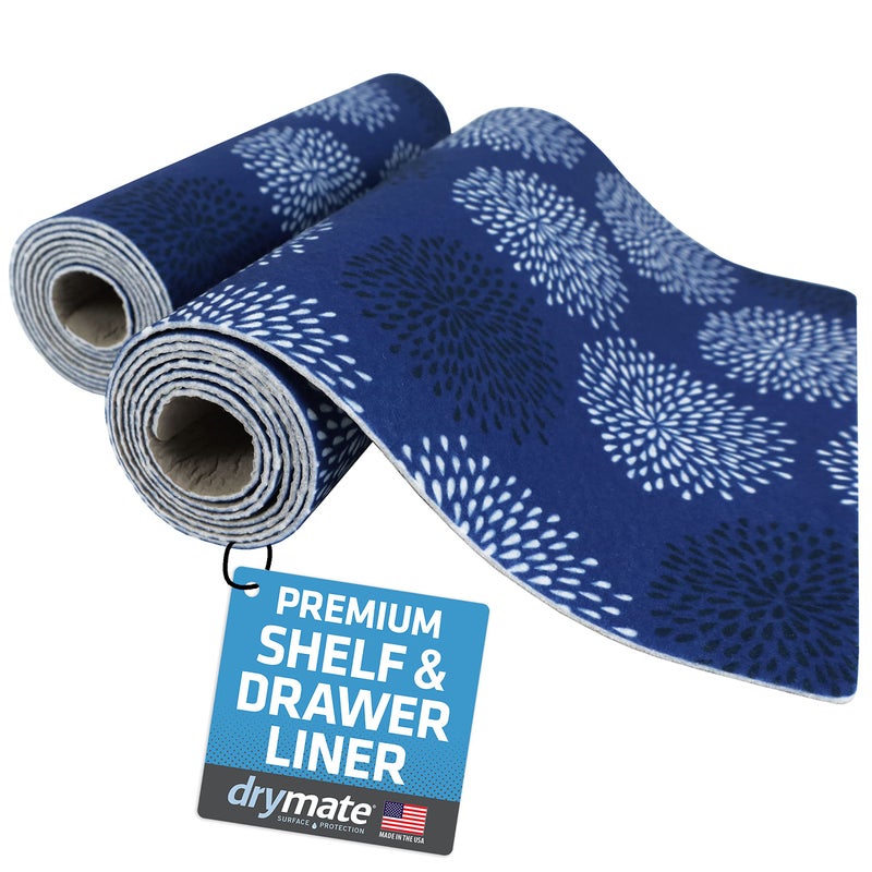 Drymate Premium Luxury Shelf  Drawer Liner Thick Cushioned Fabric NonAdhesive Absorbent Waterproof SlipResistant Liners for Kitchen Cabinets Cupboards USA Made12x592PackGoodBlue