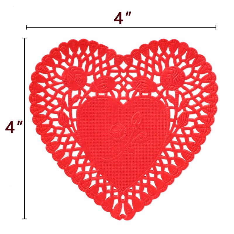 Moon Boat 600PCS Paper Heart Doilies for Crafts - Valentines Day Decorations Red/Pink/White/Mint Blue Lace Cutouts, Wedding Valentine's Party Decor Ornaments, 4" - Image 5