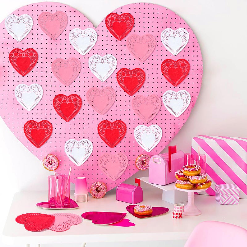 Moon Boat 600PCS Paper Heart Doilies for Crafts - Valentines Day Decorations Red/Pink/White/Mint Blue Lace Cutouts, Wedding Valentine's Party Decor Ornaments, 4" - Image 2