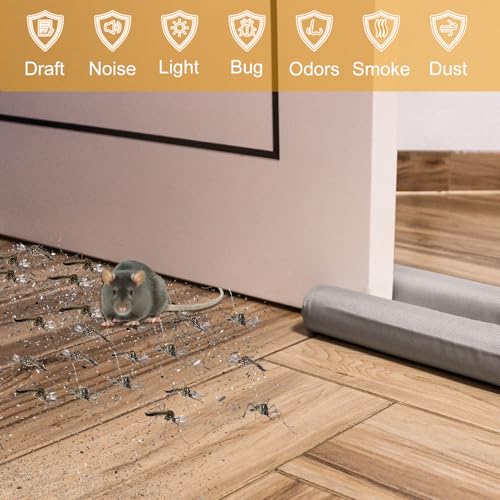 TONINT 2 Packs Door Draft Stopper,Under Door Sweep for Bottom of Door,Weather Stripping Door Seal,Noise Stopper,Garage Window Blocker Noise Cold Air Insulation,Draft Guard (Upgrade-Grey-2Pack, 36" L) - Image 5