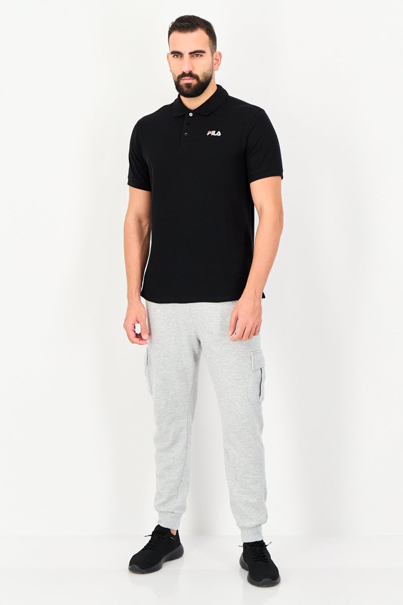 FILA Men Regular Fit Embroidered Logo Short Sleeve Polo Shirt, Black - Image 3