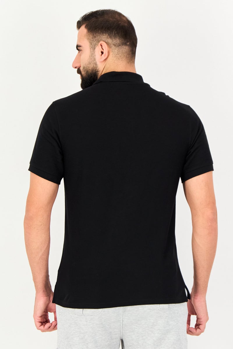FILA Men Regular Fit Embroidered Logo Short Sleeve Polo Shirt, Black - Image 4