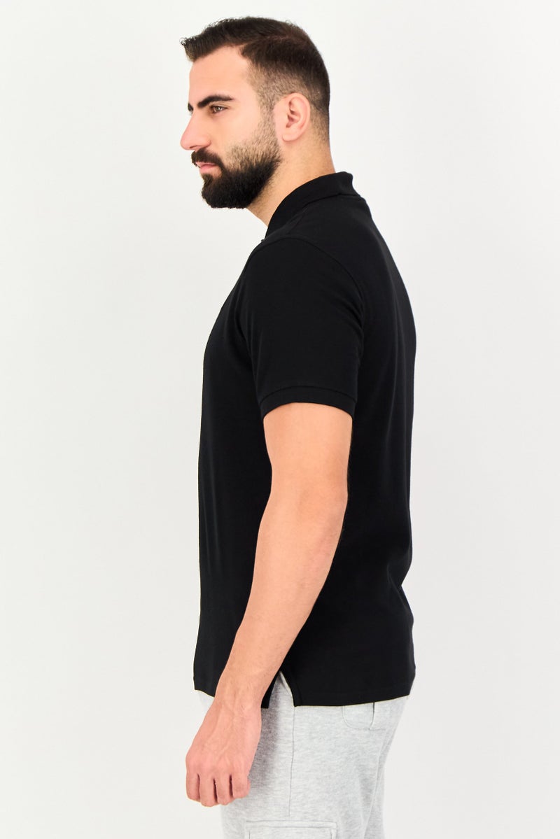 FILA Men Regular Fit Embroidered Logo Short Sleeve Polo Shirt, Black - Image 2