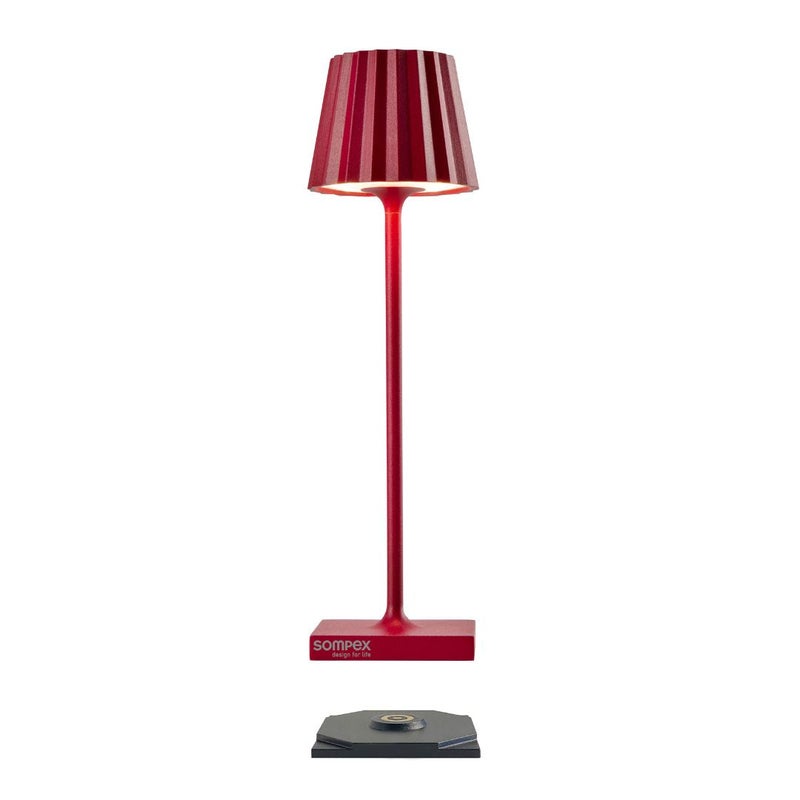 Sompex Troll Nano Table Lamp (Matte finish) | Indoor & Outdoor | 2 light colours | Stepless touch dimmer | 1.6W LED Battery Operated | Aluminium | 54 (splash and dust proof) 10 x 21 cm - Red - Image 2